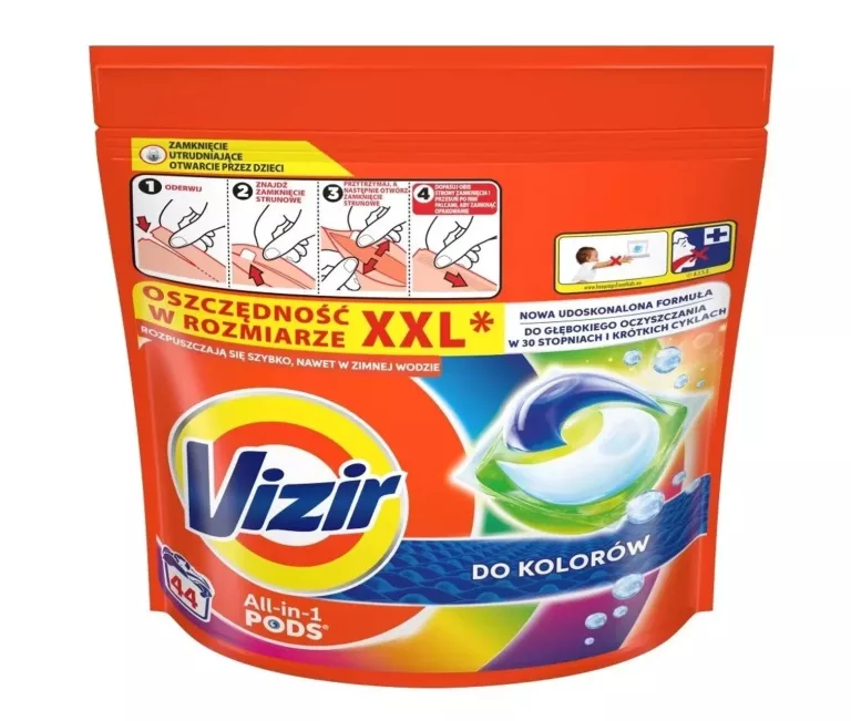 KAPSUŁKI DO PRANIA KOLORÓW ALL-IN-1 PODS VIZIR 44 KAPSUŁKI
