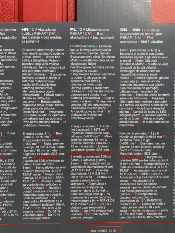 MŁOTOWIERTARKA PARKSIDE PBHAP 12 A1