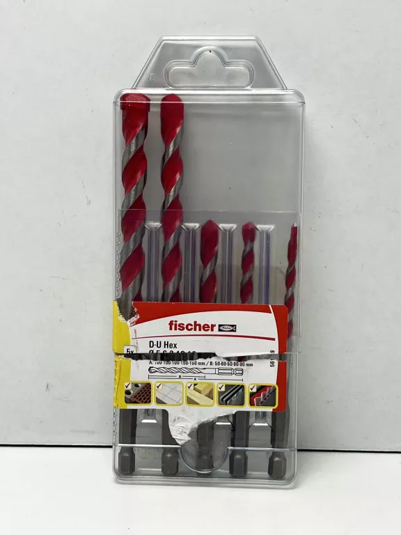 ZESTAW UNIWERSALNYCH WIERTEŁ FISCHER HEX 5-12 MM
