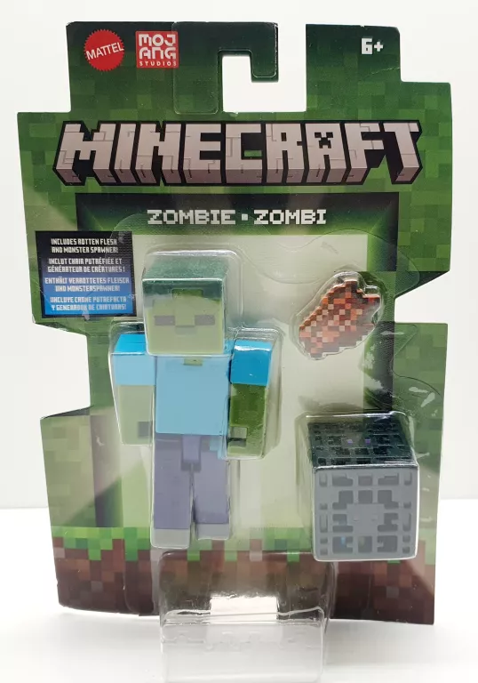 MINECRAFT FIGURKA ZOMBIE PIKSELOWA FIGURKA + AKCESORIA JCN44