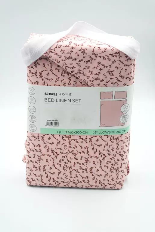 KOMPLET POŚCIELI SINSAY HOME / 2 X 70 X 80 CM / 160 X 200 CM / RÓŻOWA