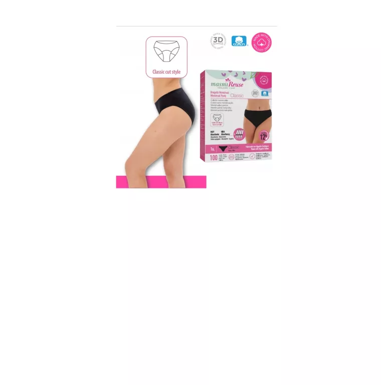 MAJTKI NA OKRES CLASSIC MASMI BIO M BAWEŁNA ORGANICZNA 100 PRAŃ 1 SZT.