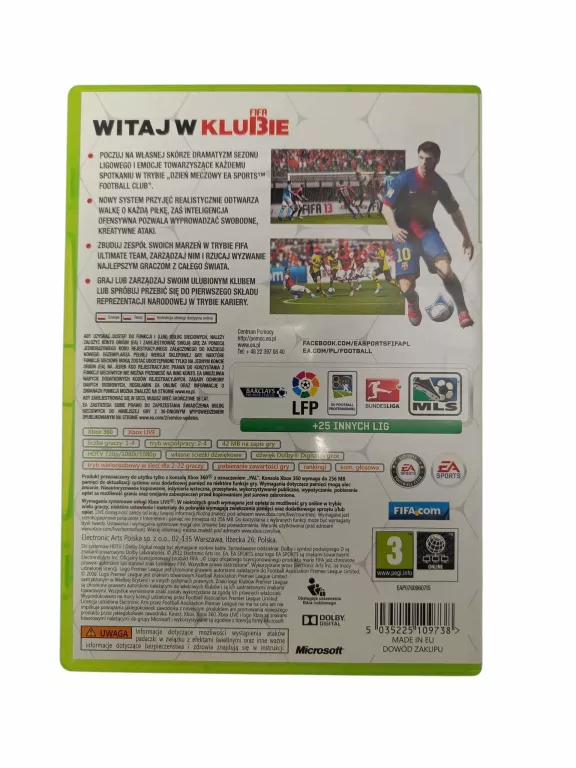 GRA NA XBOX 360 FIFA 13 POLSKA WERSJA