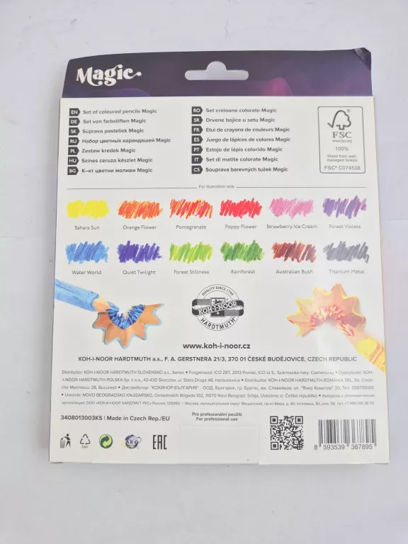 KREDKI WIELOKOLOROWE UNIKALNE 3D KOH-I-NOOR TRIO MAGIC 12 KOLORÓW