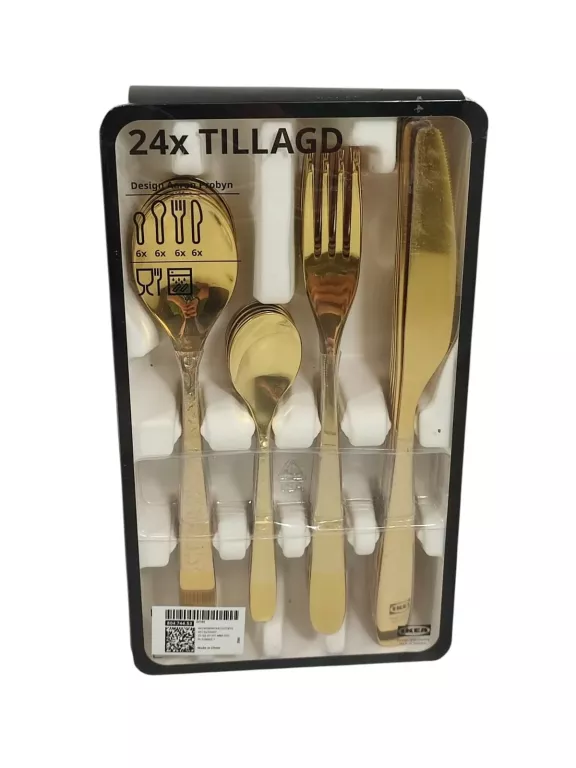 IKEA TILLAGD KOMPLET SZTUĆCÓW SZTUĆCE 24 SZTUKI MOSIĄDZ ZŁOTE DLA 6 OSÓB