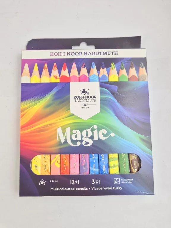 KREDKI WIELOKOLOROWE UNIKALNE 3D KOH-I-NOOR TRIO MAGIC 12 KOLORÓW