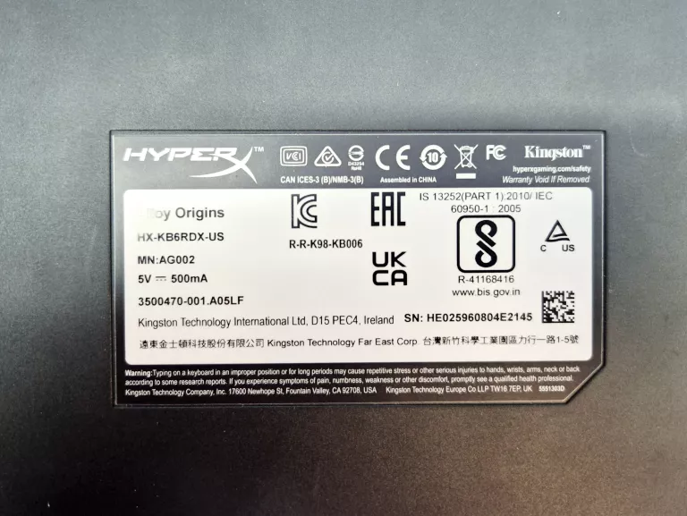 KLAWIATURA HYPERX ALLOY ORIGINS