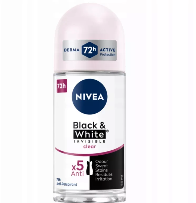 NIVEA INVISIBLE CLEAR BLACK&WHITE ANTYPERSPIRANT DAMSKI KULKA ROLL-ON 50ML