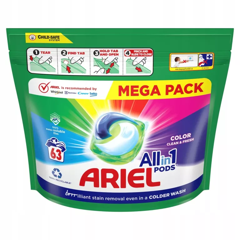 ARIEL ALL IN ONE KAPSUŁKI DO PRANIA KOLORÓW 63 SZT