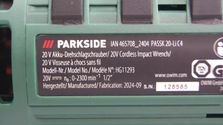 KLUCZ UDAROWY PARKSIDE PASSK 20-LI C4 KOMPLET WALIZKA SUPER STAN GWARANCJA