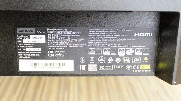 MONITOR LENOVO LEGION R27QE 27" 2560X1440PX IPS 180HZ 0.5 MS