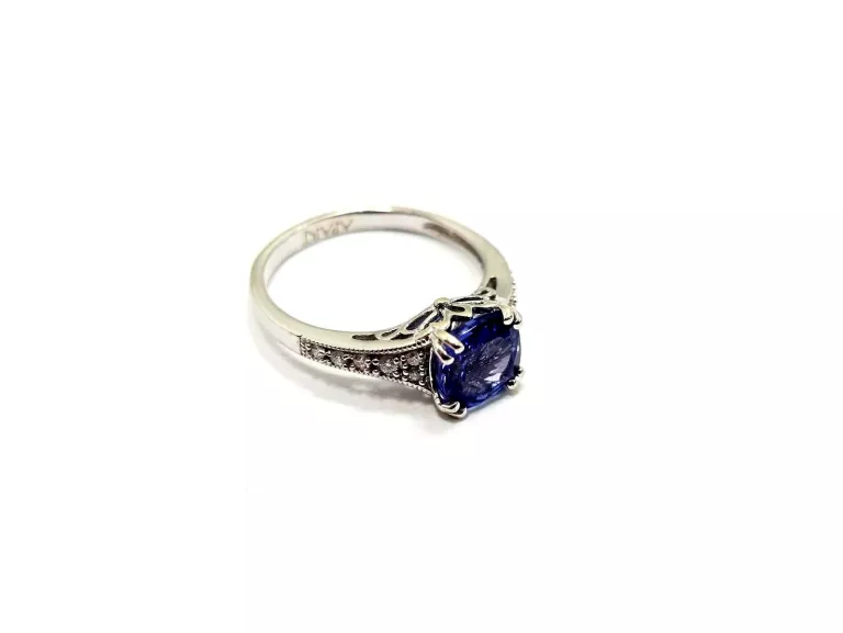 ZŁOTY PIERŚCIONEK Z DIAMENTAMI I TANZANITEM 1,65CT 585 2,82G 0,11CT 12