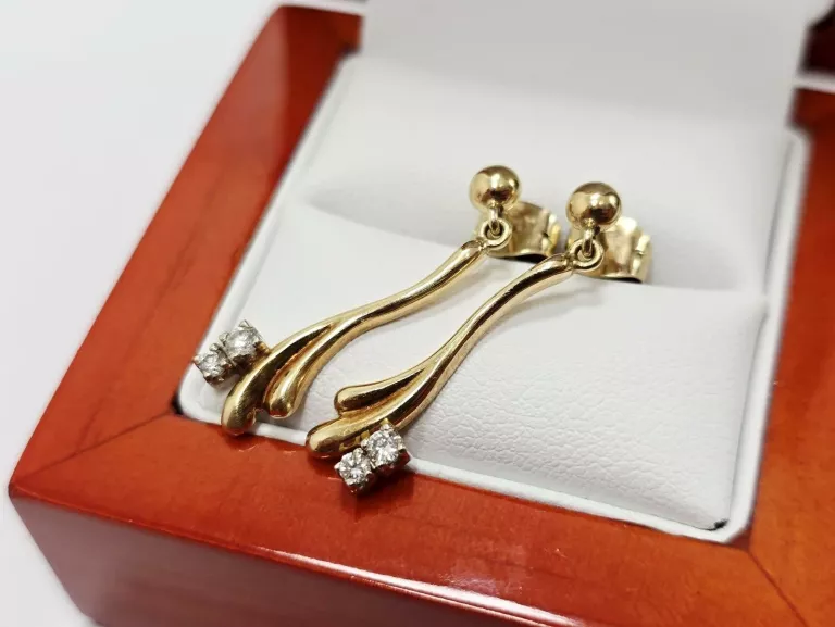 ZŁOTE KOLCZYKI Z DIAMENTAMI 585 3,73G 0,14CT