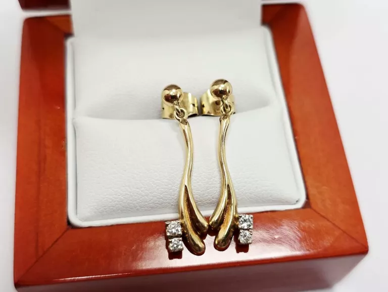 ZŁOTE KOLCZYKI Z DIAMENTAMI 585 3,73G 0,14CT