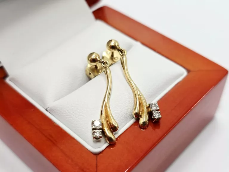 ZŁOTE KOLCZYKI Z DIAMENTAMI 585 3,73G 0,14CT