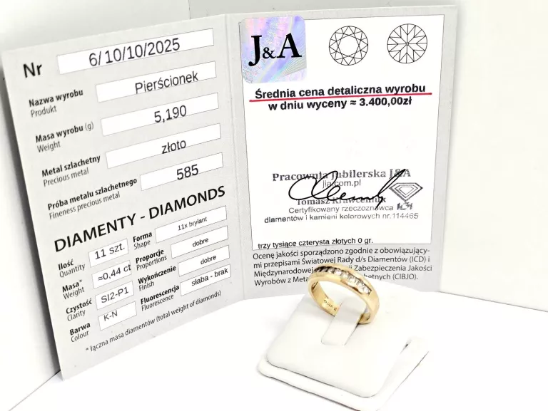 ZŁOTY PIERŚCIONEK Z DIAMENTAMI 585 5,19G 0,44CT 20