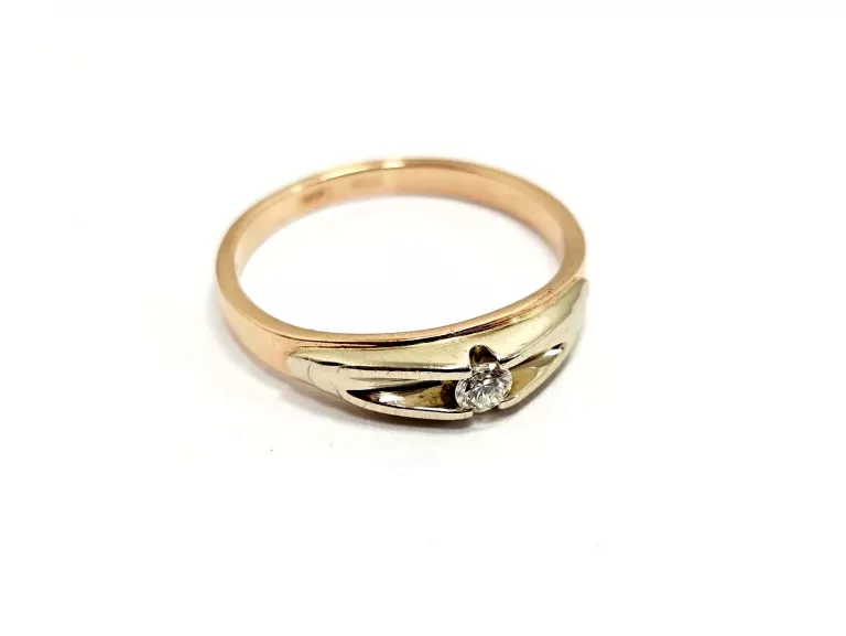 ZŁOTY PIERŚCIONEK Z DIAMENTEM 585 3,04G 0,12CT 17