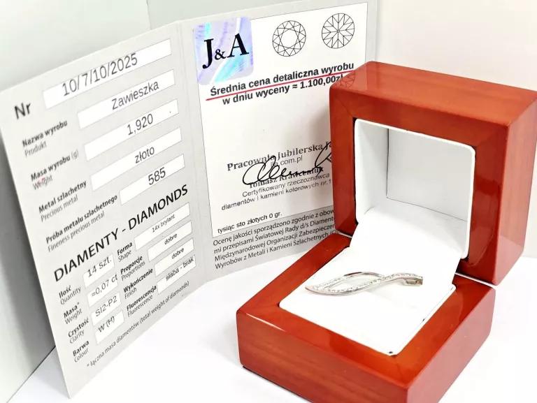 ZŁOTA ZAWIESZKA Z DIAMENTAMI 585 1,92G 0,07CT