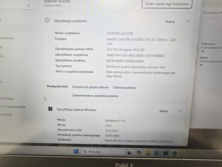 DELL LATITUDE E5580 | 15,6" | INTEL CORE I5-6300 | 8GB RAM | 256GB