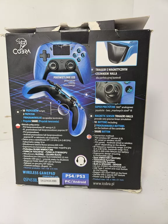 GAMEPAD KONTROLER BEZPRZEWODOWY COBRA QSP453 DO PS4 PS3 PC ANDROID TV
