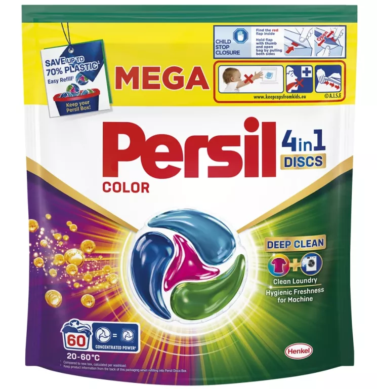 KAPSUŁKI DO PRANIA PERSIL DEEP CLEAN DISCS 4W1 COLOR 60 PRAŃ
