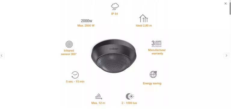 CZUJNIK RUCHU STEINEL IS 360-3 PODCZERWIEŃ BIAŁY