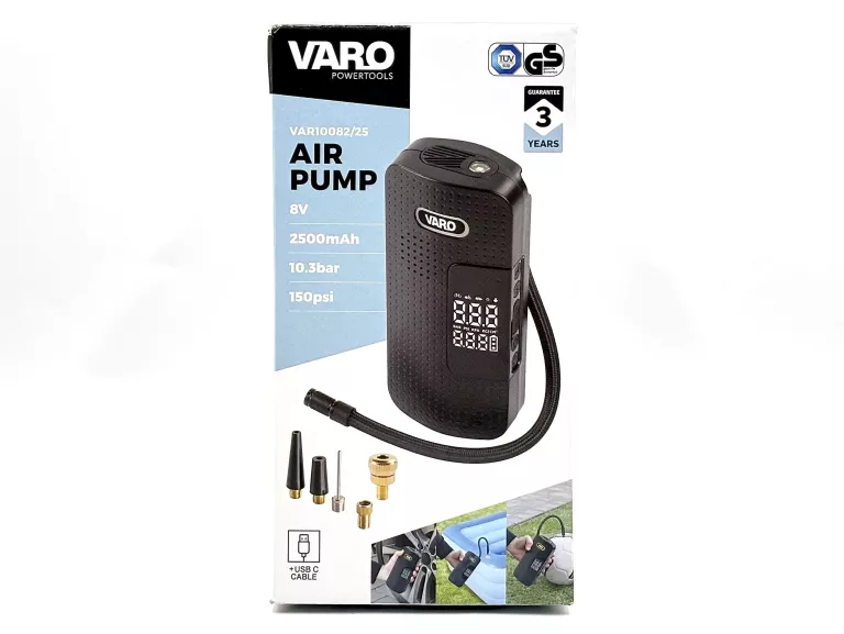 KOMPRESOR PRZENOŚNY VARO VAR10082/25 8V 2500MAH 10.3BAR 150PSI