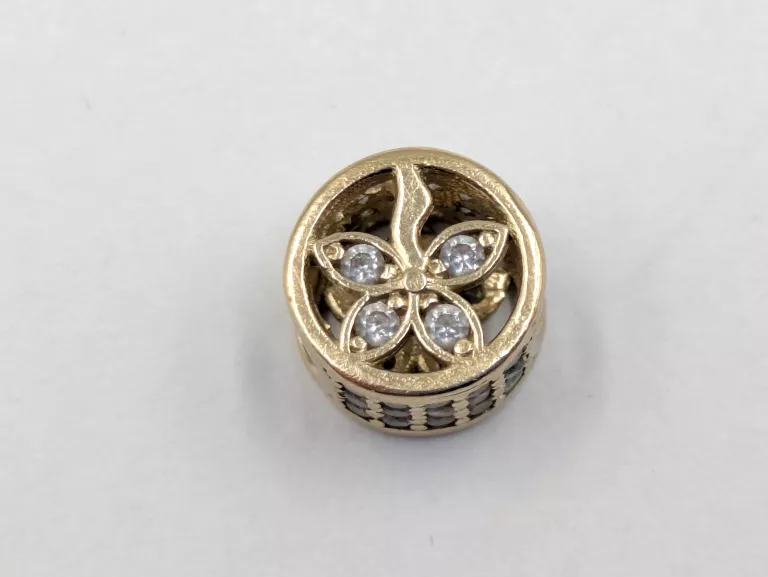 ZŁOTA ZAWIESZKA CHARMS KWIAT CYRKONIE 585 1,61G