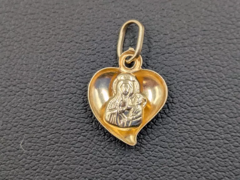 ZŁOTA ZAWIESZKA SERCE MARYJA 585 0,48G