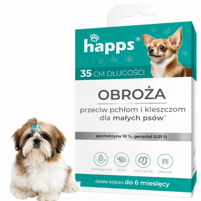 HAPPS OBROŻA NA PCHŁY KLESZCZE DLA MAŁEGO PSA 35CM