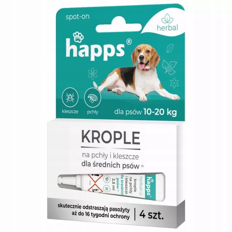 BROS HAPPS HERBAL KROPLE PRZECIW PCHŁOM I KLESZCZOM DLA PSÓW 10-20KG