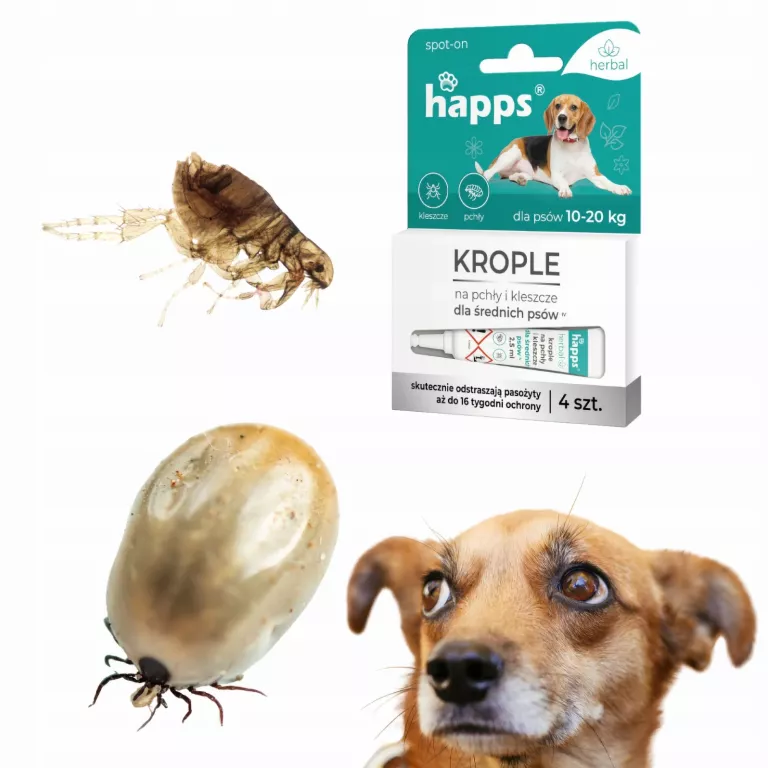 BROS HAPPS HERBAL KROPLE PRZECIW PCHŁOM I KLESZCZOM DLA PSÓW 10-20KG