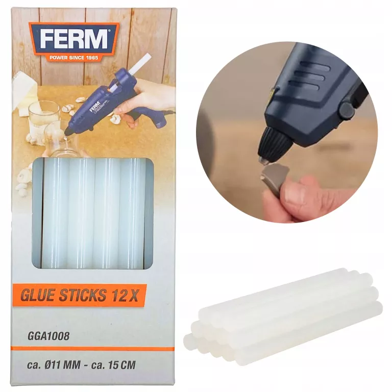 KLEJ W SZTYFCIE NA GORĄCO 11MM WKŁAD DO PISTOLETU BEZBARWNY 15CM FERM 12SZ