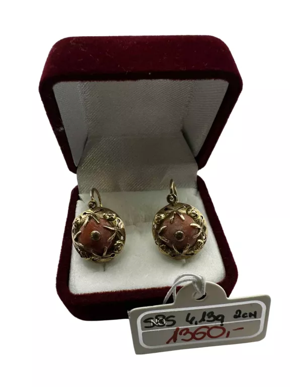 ZŁOTE KOLCZYKI Z KORALIKAMI PR. 585 WAGA: 4,13G