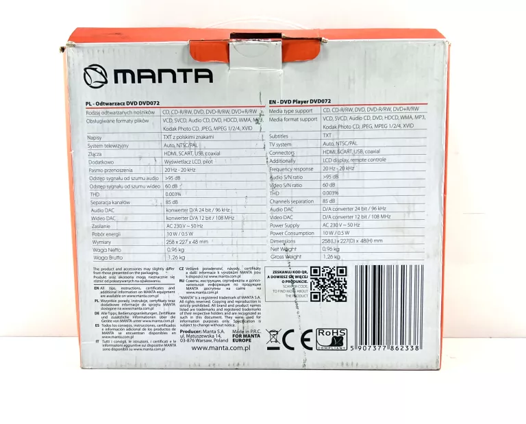 ODTWARZACZ DVD MANTA DVD072 EMPEROR BASIC HDMI