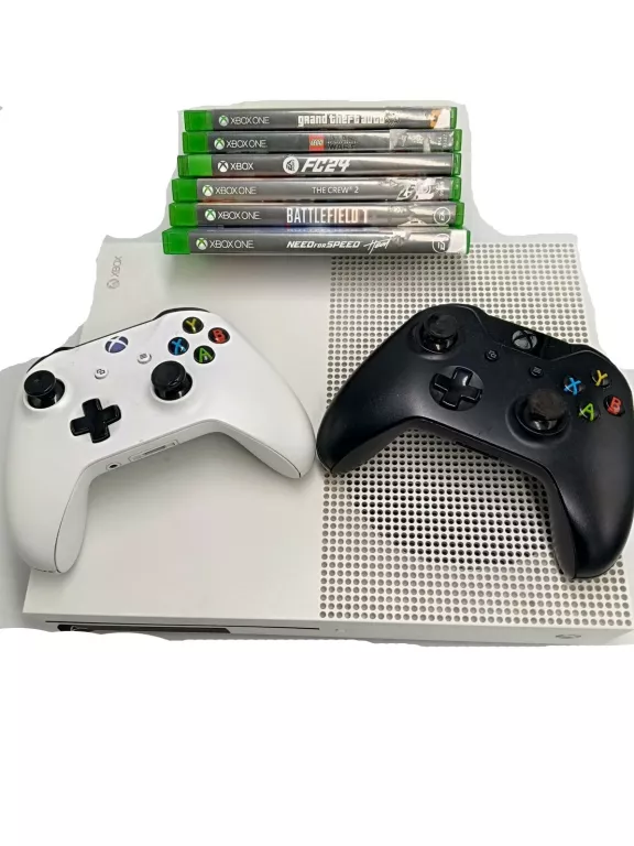 KONSOLA XBOX ONE S 1681 500 GB 2 PADY KABLE I 6 GIER KOMPLET