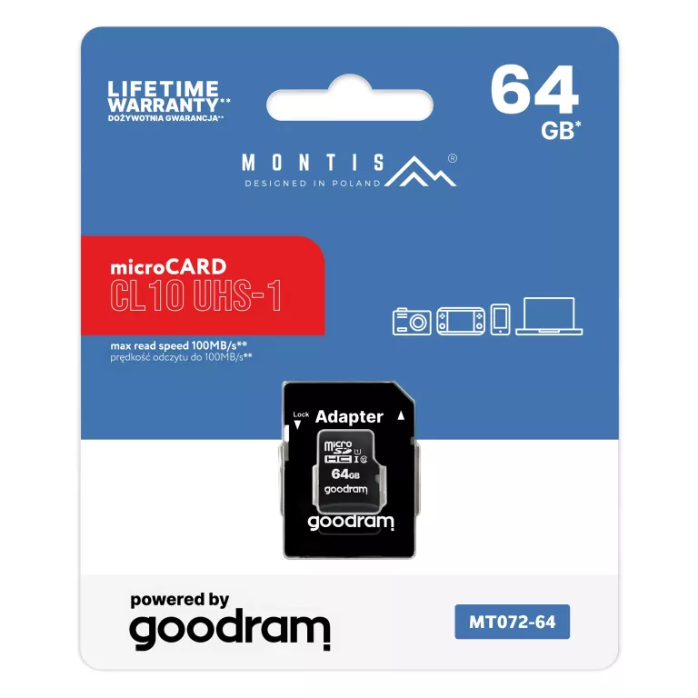 KARTA PAMIĘCI GOODRAM MICROSD UHS-I 64GB + ADAPTER