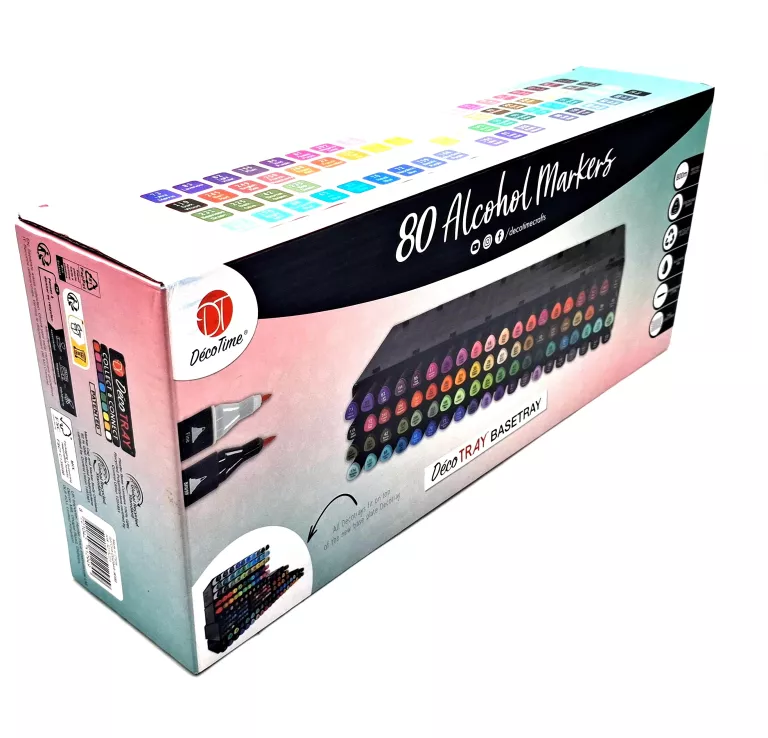 MARKERY ALKOHOLOWE 80 SZTUK DWUSTRONNE DECOTIME DUŻY BOX MIX KOLORY