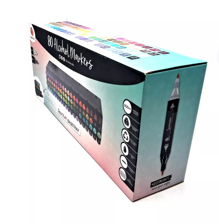 MARKERY ALKOHOLOWE 80 SZTUK DWUSTRONNE DECOTIME DUŻY BOX MIX KOLORY
