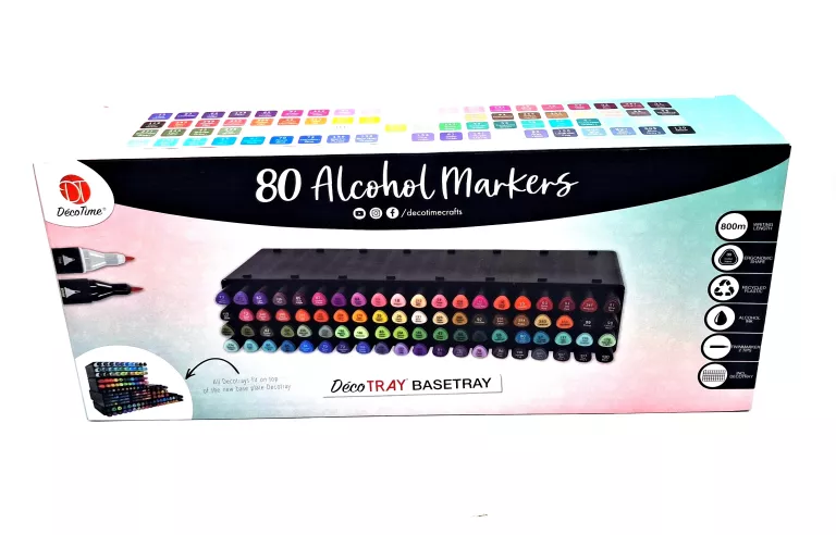 MARKERY ALKOHOLOWE 80 SZTUK DWUSTRONNE DECOTIME DUŻY BOX MIX KOLORY