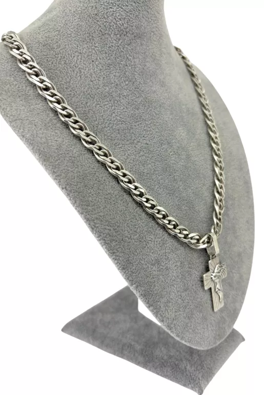 SREBRNY ŁAŃCUSZEK Z ZAWIESZKĄ – 925 – MASYWNY – 55,42 G – 55 CM