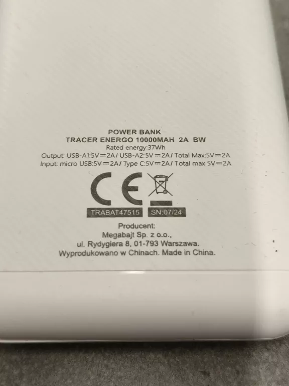 POWERBANK TRACER ENERGO 10000MAH KABEL USB-C