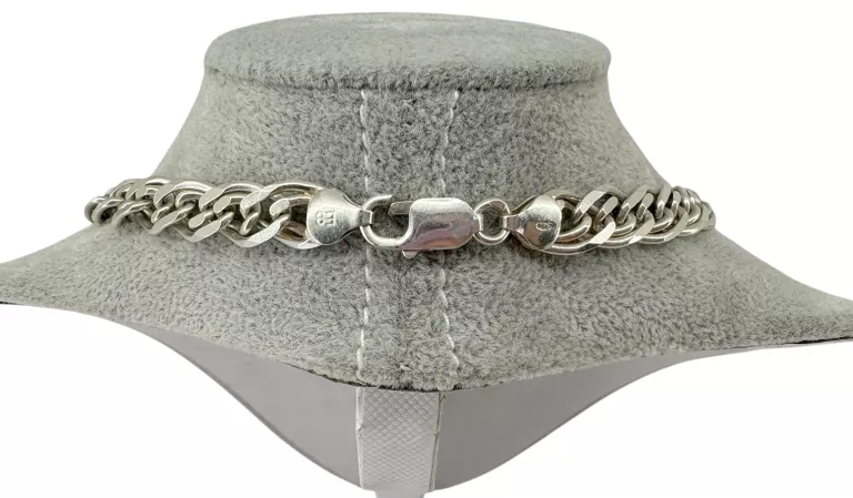 SREBRNY ŁAŃCUSZEK Z ZAWIESZKĄ – 925 – MASYWNY – 55,42 G – 55 CM