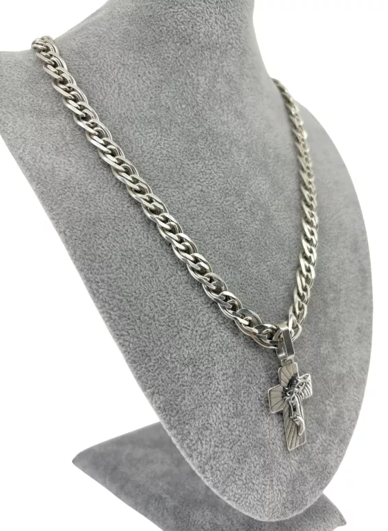 SREBRNY ŁAŃCUSZEK Z ZAWIESZKĄ – 925 – MASYWNY – 55,42 G – 55 CM