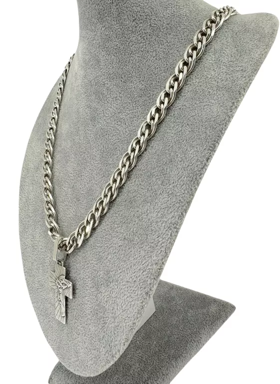 SREBRNY ŁAŃCUSZEK Z ZAWIESZKĄ – 925 – MASYWNY – 55,42 G – 55 CM