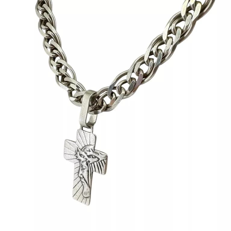 SREBRNY ŁAŃCUSZEK Z ZAWIESZKĄ – 925 – MASYWNY – 55,42 G – 55 CM