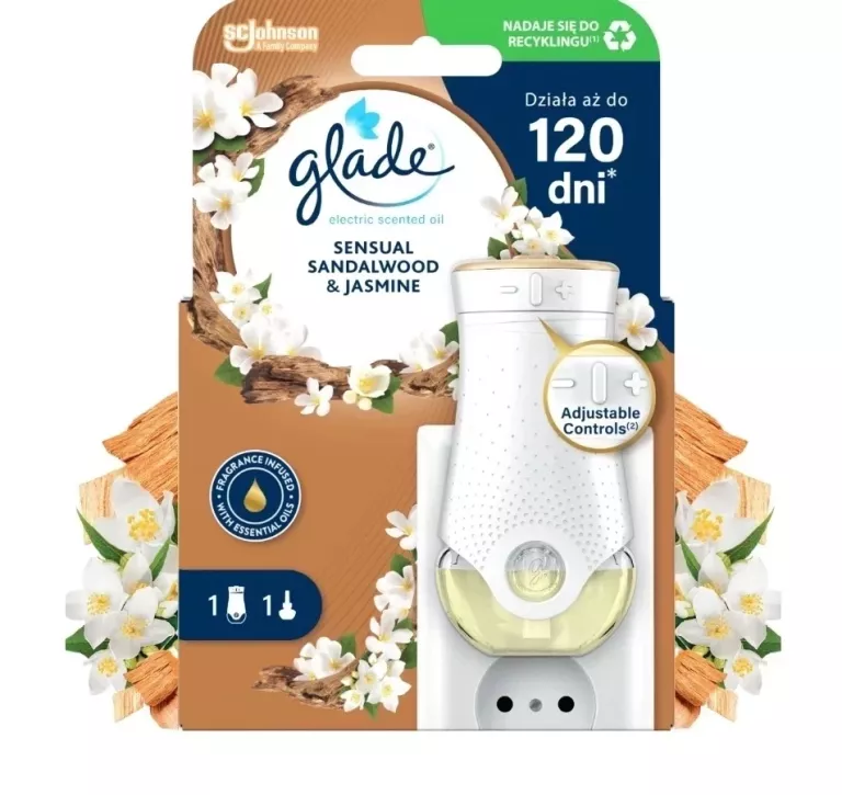 GLADE ELEKTRYCZNY ODŚWIEŻACZ POWIETRZA + WKŁAD DRZEWO SANDAŁOWE JAŚMIN 20M