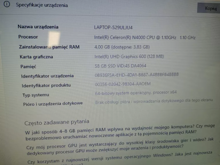 LAPTOP ASPIRE 1 A114-32