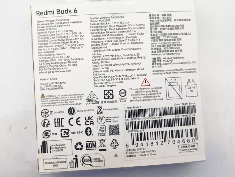 SŁUCHAWKI BEZPRZEWODOWE XIAOMI REDMI BUDS 6