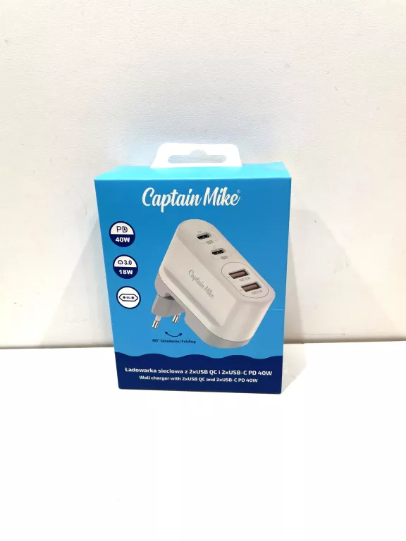 ŁADOWARKA SIECIOWA Z 2XUSB QC 2XUSB-C PD 40W CAPITAN MIKE